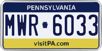PA license plate MWR6033
