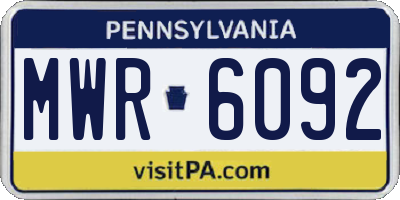 PA license plate MWR6092