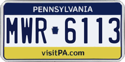 PA license plate MWR6113