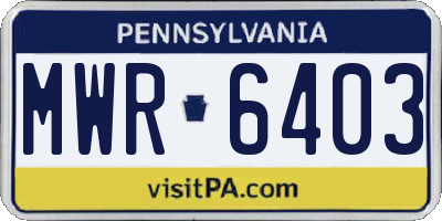 PA license plate MWR6403