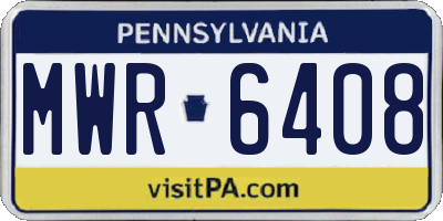 PA license plate MWR6408