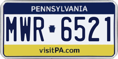 PA license plate MWR6521