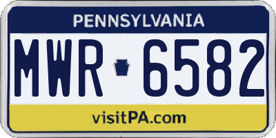 PA license plate MWR6582