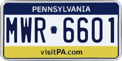 PA license plate MWR6601