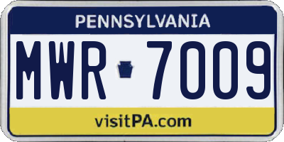 PA license plate MWR7009
