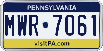 PA license plate MWR7061