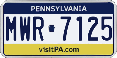 PA license plate MWR7125