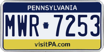 PA license plate MWR7253