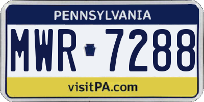 PA license plate MWR7288
