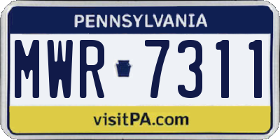 PA license plate MWR7311