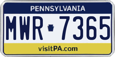 PA license plate MWR7365