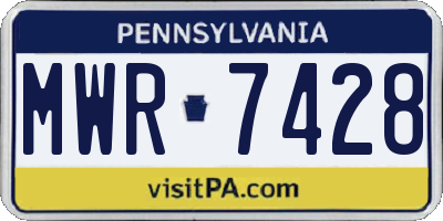PA license plate MWR7428