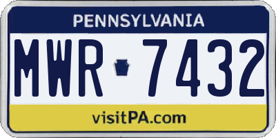 PA license plate MWR7432
