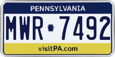 PA license plate MWR7492