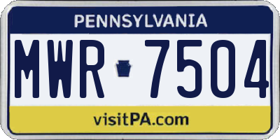 PA license plate MWR7504