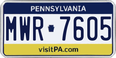 PA license plate MWR7605