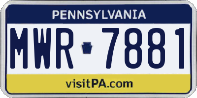 PA license plate MWR7881