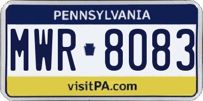 PA license plate MWR8083
