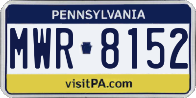 PA license plate MWR8152