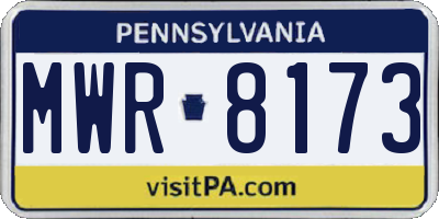 PA license plate MWR8173