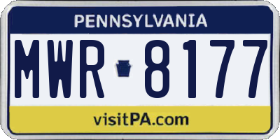 PA license plate MWR8177