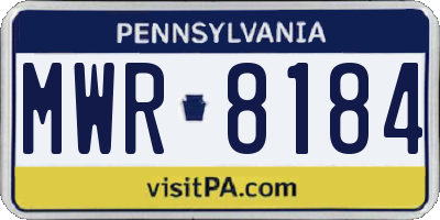 PA license plate MWR8184