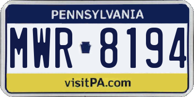 PA license plate MWR8194