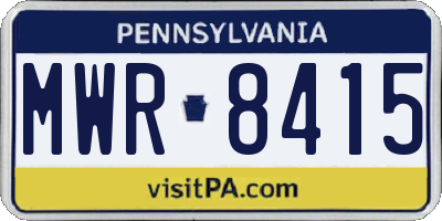 PA license plate MWR8415