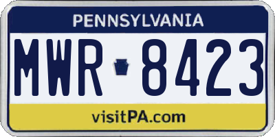 PA license plate MWR8423