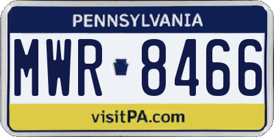 PA license plate MWR8466