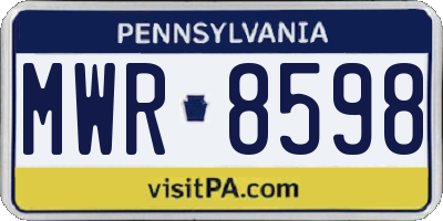 PA license plate MWR8598
