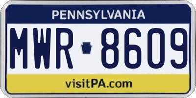 PA license plate MWR8609