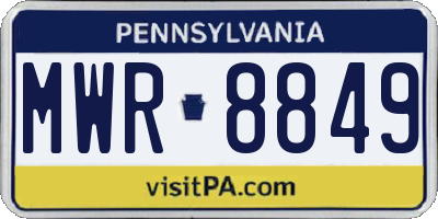 PA license plate MWR8849