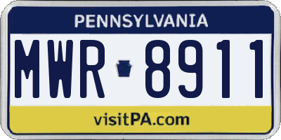 PA license plate MWR8911