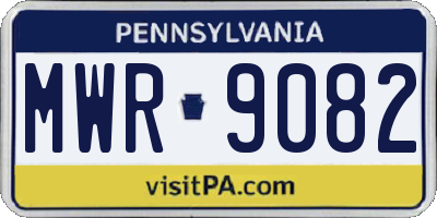 PA license plate MWR9082