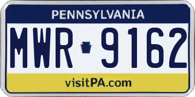 PA license plate MWR9162