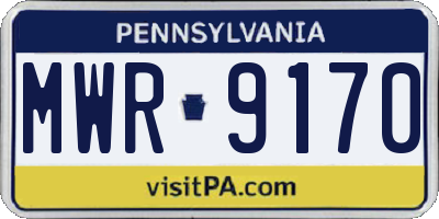 PA license plate MWR9170