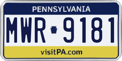 PA license plate MWR9181