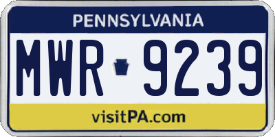 PA license plate MWR9239