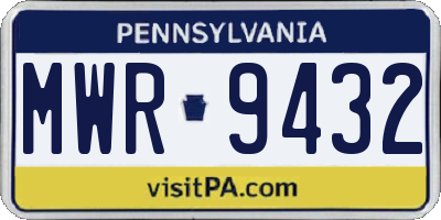 PA license plate MWR9432