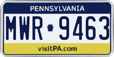 PA license plate MWR9463