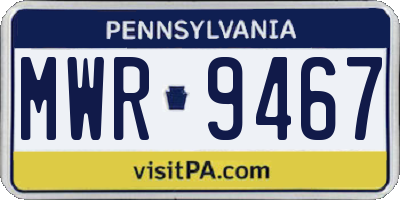 PA license plate MWR9467