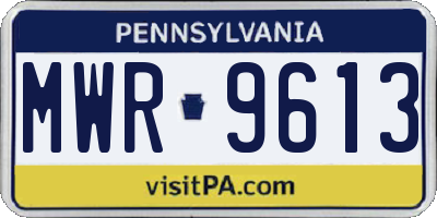 PA license plate MWR9613