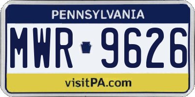 PA license plate MWR9626