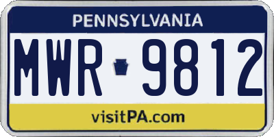 PA license plate MWR9812