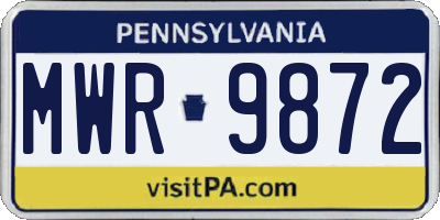 PA license plate MWR9872