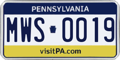 PA license plate MWS0019
