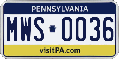 PA license plate MWS0036