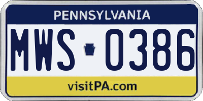 PA license plate MWS0386