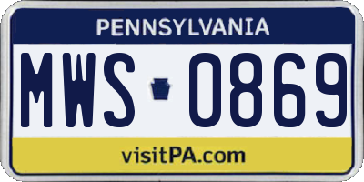 PA license plate MWS0869